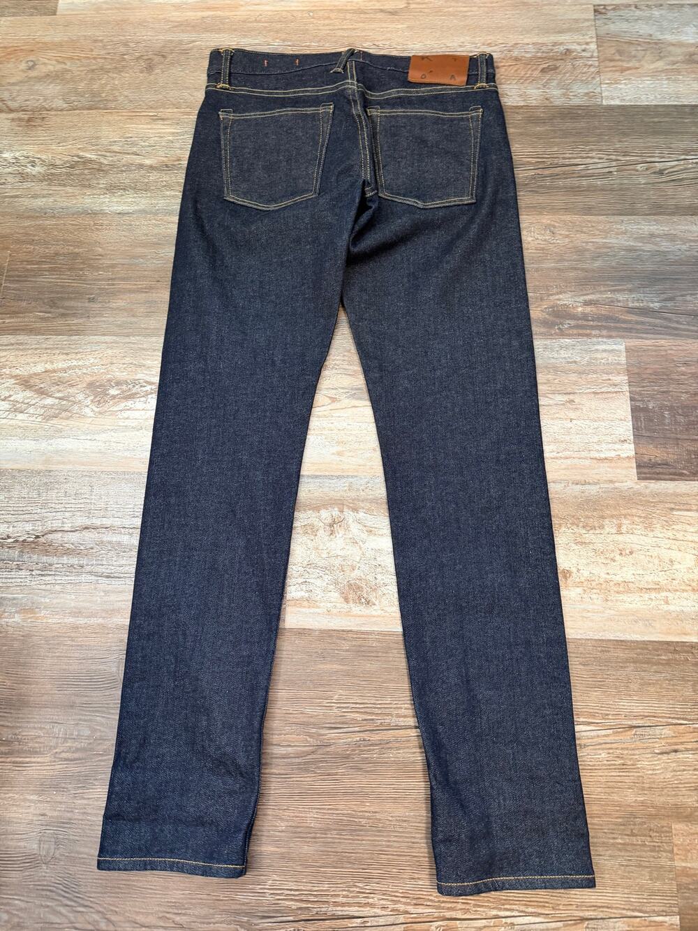 HIROSHI KATO men’s PEN SLIM jeans dark indigo raw denim finish size 31x32 EUC